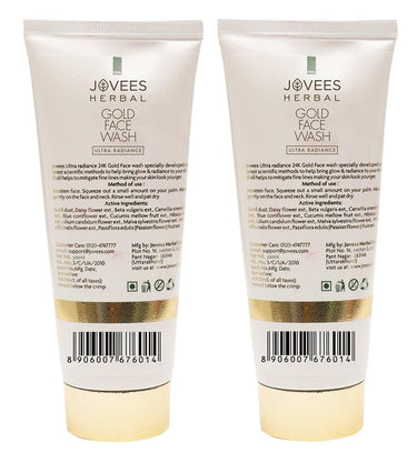 Jovees Herbal Ultra Radiance Gold Face Wash Gives Clear, Nourished & Hydrated Skin, Reduce Dark Spot And Improves Skin Texture | For All Skin Types 100ml (pack of 2)